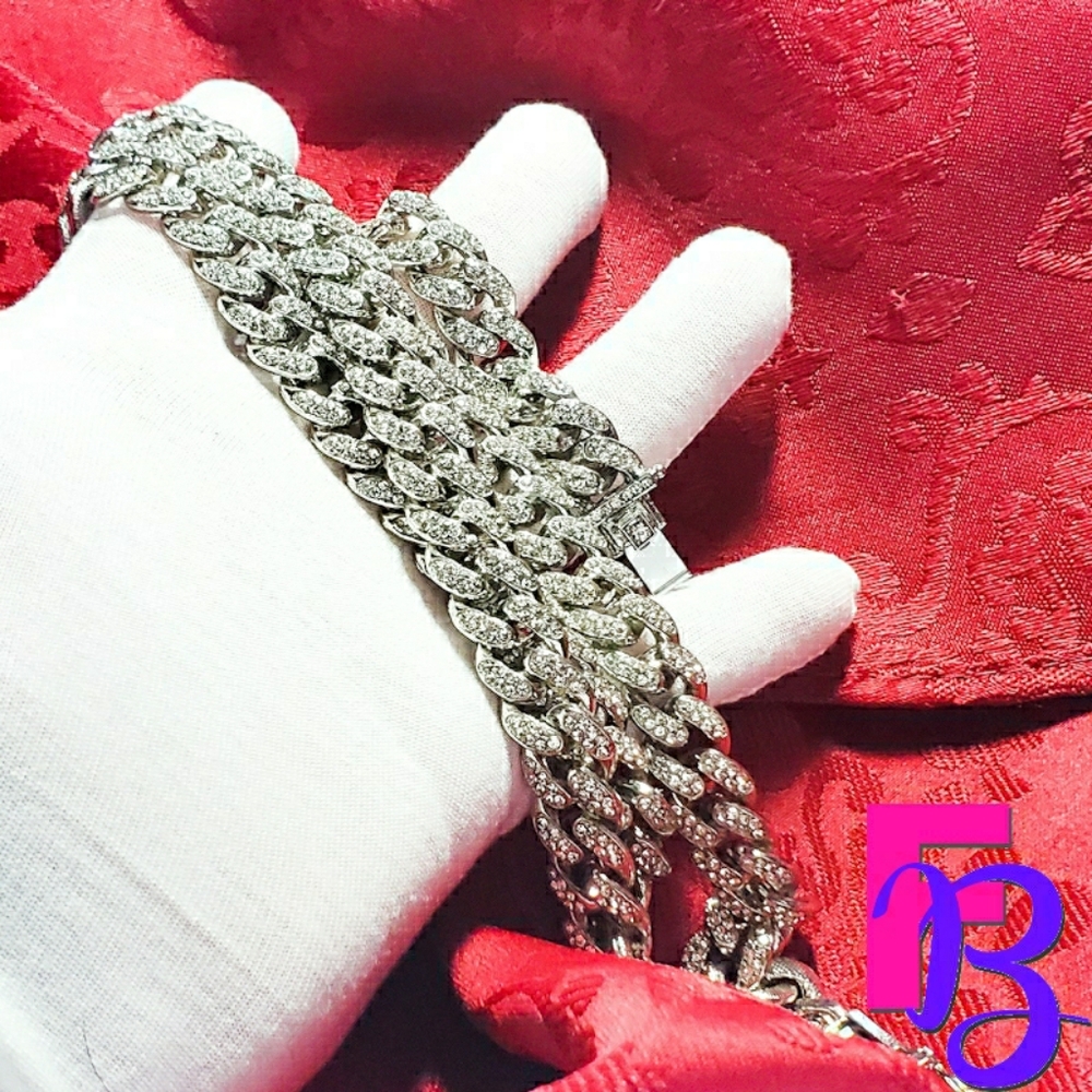 *NEW!* 13MM Iced White Gold Cuban Chain - Picture 4 of 17
